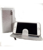 HEM Samsung Galaxy S20 - Magic Glitter Shiny Silver- Leren Rits Portemonnee Telefoonhoesje