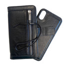 HEM HEM iPhone XR DOUBLE CATCH Zwarte Wallet met rits iPhone XR/ Book Case iPhone XR / Boekhoesje iPhone XR / Telefoonhoesje iPhone XR / Hoesje met pasjesflip en rits voor kleingeld en los magnetisch telefoonhoesje