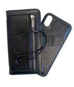 HEM iPhone XR DOUBLE CATCH Zwarte Wallet met rits iPhone XR/ Book Case iPhone XR / Boekhoesje iPhone XR / Telefoonhoesje iPhone XR / Hoesje met pasjesflip en rits voor kleingeld en los magnetisch telefoonhoesje