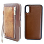 HEM HEM iPhone 11 Pro DOUBLE CATCH Bruine Wallet met rits iPhone 11 Pro/ Book Case iPhone 11 Pro / Boekhoesje iPhone 11 Pro / Telefoonhoesje iPhone 11 Pro / Hoesje met pasjesflip en rits voor kleingeld en los magnetisch telefoonhoesje