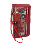 HEM Apple iPhone 6/6S Red Leafs/ Book Case / Boekhoesje/ Telefoonhoesje / Hoesje Apple iPhone  6/6S telefoon met pasjesflip en rits voor kleingeld