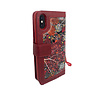 HEM HEM Apple iPhone X/XS Red Leafs/ Book Case / Boekhoesje/ Telefoonhoesje / Hoesje Apple iPhone X/XS telefoon met pasjesflip en rits voor kleingeld