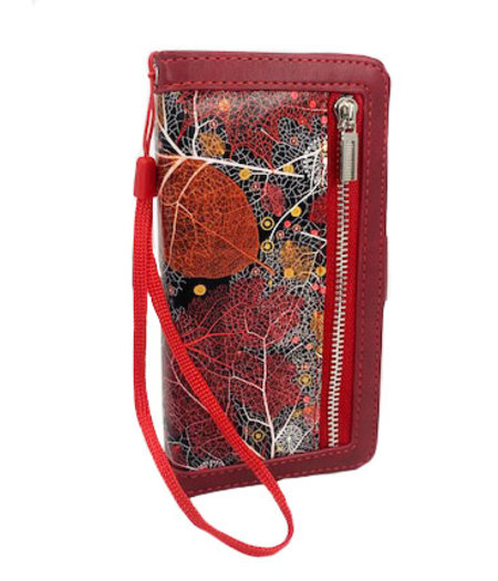 HEM HEM Boekhoesje met rits - iPhone XR - Red Leafs