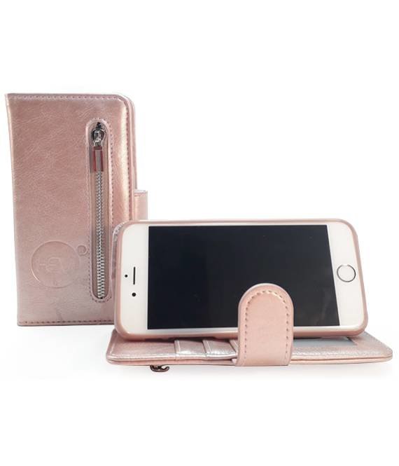 HEM Apple iPhone 12 Mini - Rosé Gold Leren Rits Portemonnee Hoesje - Lederen Wallet Case TPU meegekleurde binnenkant - Book Case - Flip Cover - Boek - 360º beschermend Telefoonhoesje