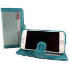 HEM HEM Apple iPhone 12 / 12 Pro - Magic Glitter Pure Turquoise - Leren Rits Portemonnee Telefoonhoesje