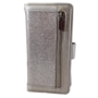 HEM HEM Apple iPhone 12 / 12 Pro - Magic Glitter Shiny Silver- Leren Rits Portemonnee Telefoonhoesje