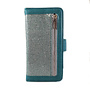 HEM HEM Apple iPhone 12 / 12 Pro - Magic Glitter Pure Turquoise - Leren Rits Portemonnee Telefoonhoesje