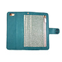 HEM HEM Apple iPhone 12 / 12 Pro - Magic Glitter Pure Turquoise - Leren Rits Portemonnee Telefoonhoesje