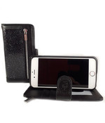 HEM Leren Rits Portemonnee hoesje - iPhone 12 Mini - Magic Glitter Antique Black