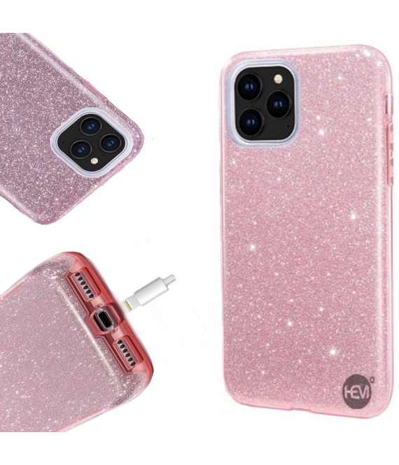 HEM HEM Apple iPhone 12 / 12 Pro Glitter Roze Siliconen Gel TPU / Back Cover / Hoesje iPhone 12 / 12 Pro