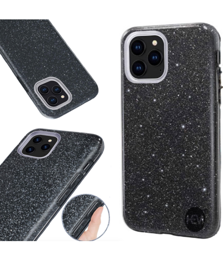 HEM HEM Siliconen hoesje - iPhone 12 / 12 Pro - Glitter Zwart