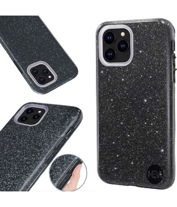 HEM HEM Apple iPhone 12 / 12 Pro Glitter Zwart Siliconen Gel TPU / Back Cover / Hoesje iPhone 12 / 12 Pro