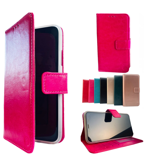 HEM Apple iPhone 12 Mini Roze Wallet / Book Case / Boekhoesje/ Telefoonhoesje / Hoesje iPhone 12 Mini met vakje voor pasjes, geld en fotovakje