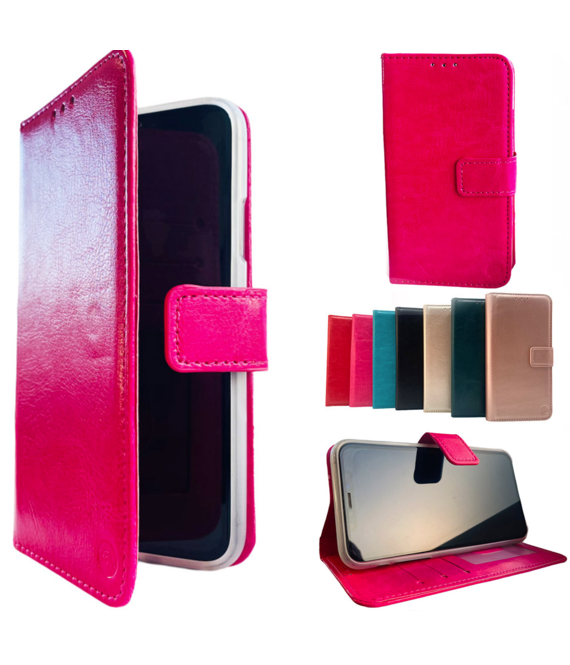 HEM Apple iPhone 12 Pro Max Roze Wallet / Book Case / Boekhoesje/ Telefoonhoesje / Hoesje iPhone 12 Pro Max met vakje voor pasjes, geld en fotovakje