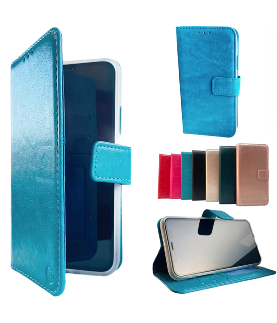 HEM Apple iPhone 12 Mini  Aqua Blauw Wallet / Book Case / Boekhoesje/ Telefoonhoesje / Hoesje iPhone 12 Mini met vakje voor pasjes, geld en fotovakje