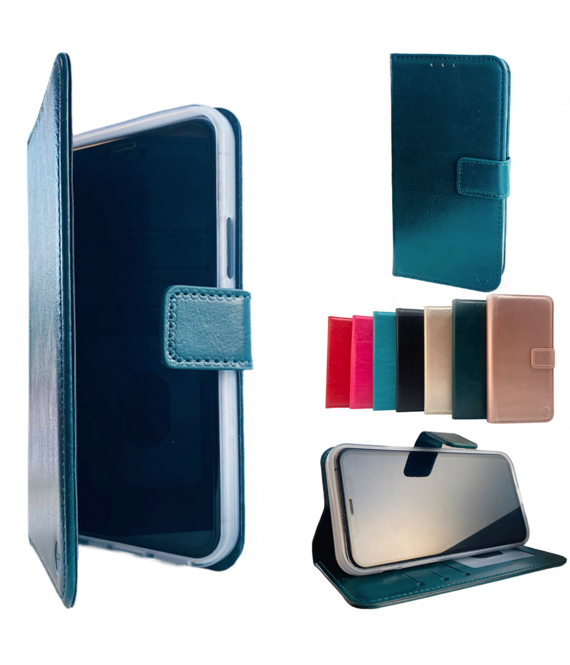 HEM Apple iPhone 12 Mini Donker Groene Wallet / Book Case / Boekhoesje/ Telefoonhoesje / Hoesje iPhone 12  Mini met vakje voor pasjes, geld en fotovakje
