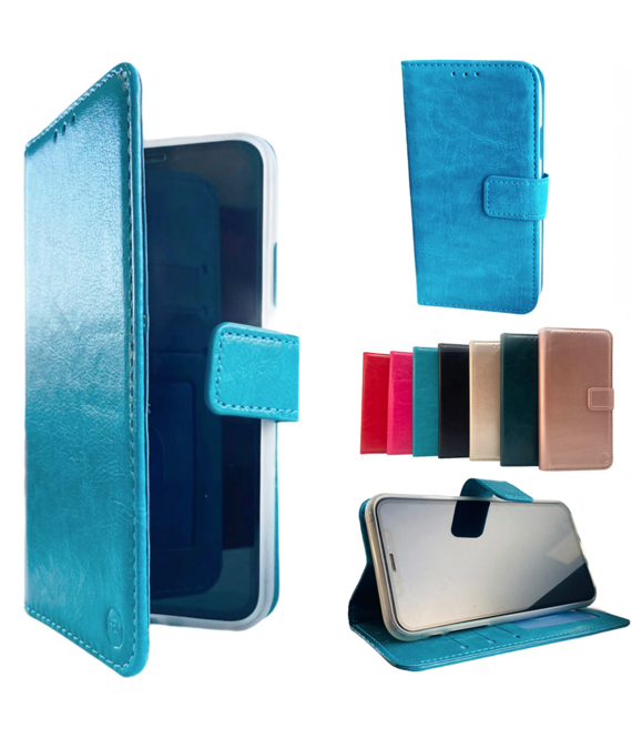 HEM HEM Samsung Galaxy S21 Aqua blauwe  Wallet / Book Case / Boekhoesje/ Telefoonhoesje / Hoesje Samsung S21 met vakje voor pasjes, geld en fotovakje