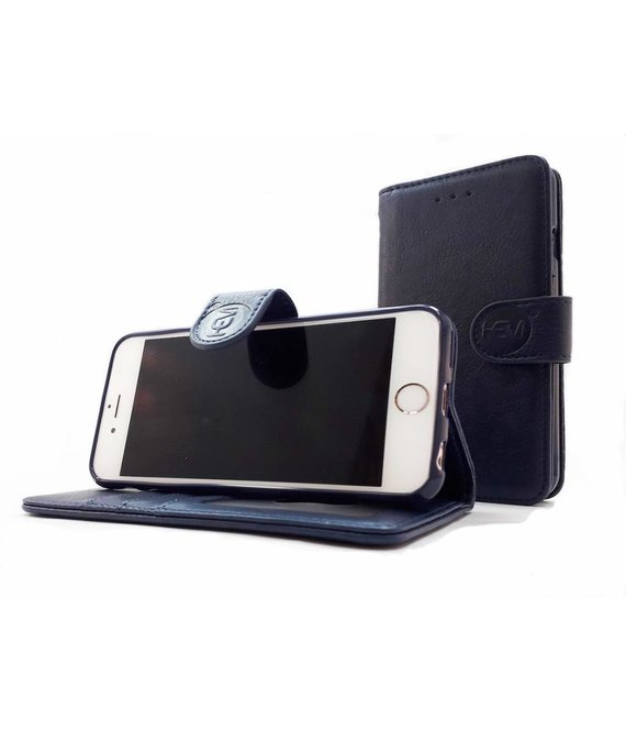 HEM  Samsung S10 Lite - Marine Blue Leren Portemonnee Hoesje - Lederen Wallet Case TPU meegekleurde binnenkant- Book Case - Flip Cover - Boek - 360º beschermend Telefoonhoesje