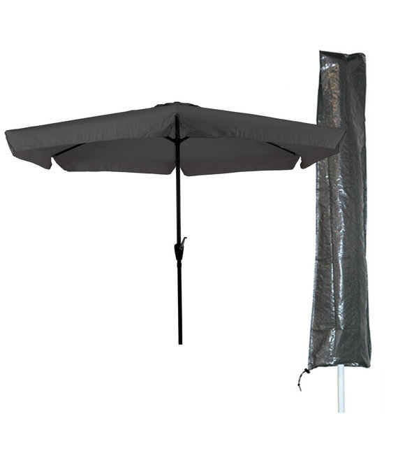 Outdoor Living Parasol Gemini - 300 cm - Grijs + Basic CUHOC Parasolhoes