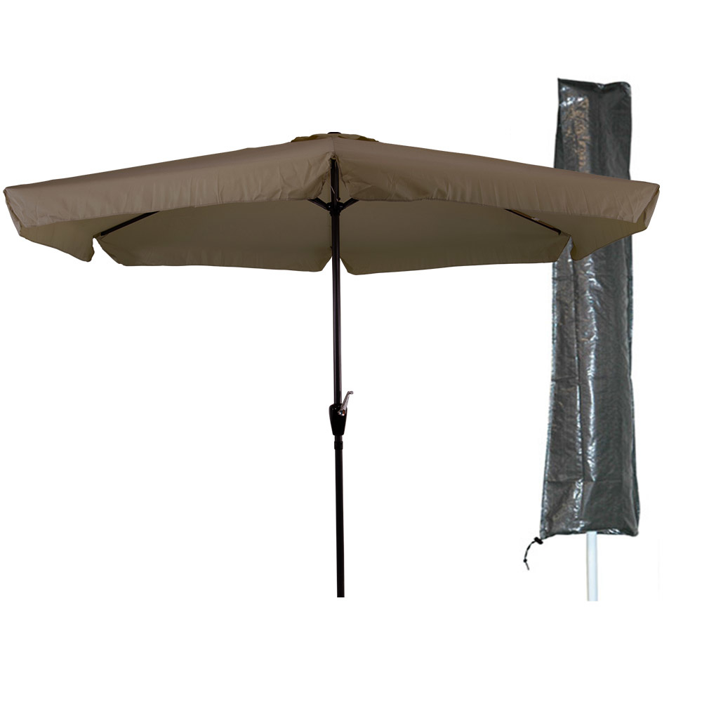 in stand houden Tulpen Roman Parasol Gemini - 300 cm - Taupe + Basic CUHOC Parasolhoes - Hoesjesweb.nl