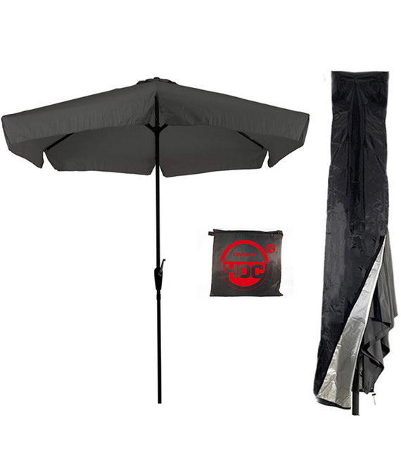 CUHOC Parasol  Gemini - Grijs - 3m - stokparasol - Grijze Parasol met Redlabel Parasolhoes