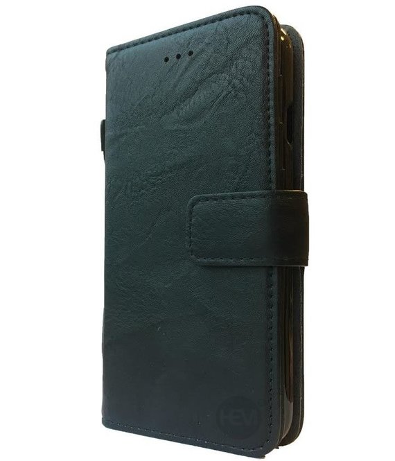 HEM Suede look gevlamd zwart boekhoesje iPhone 12 / 12 Pro met vakje voor pasjes geld en een fotovakje en polsbandje