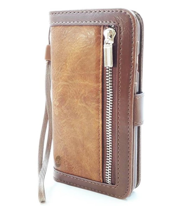 HEM Apple iPhone 13 Mini Bruine Wallet / Book Case / Boekhoesje/ Telefoonhoesje / Hoesje iPhone 13 Mini met aparte pasjesflip en rits voor kleingeld