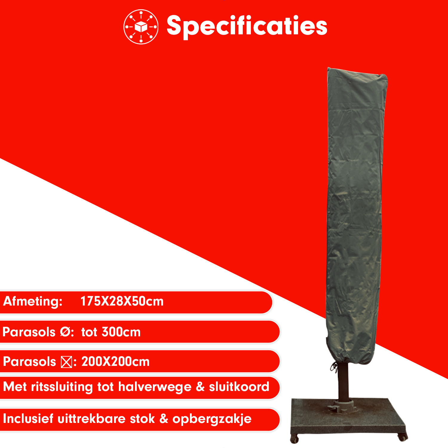 Funda de parasol excéntrico 240 cm negra | Leroy Merlin
