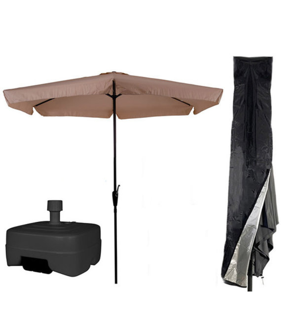 CUHOC CUHOC Beige / Ecru Parasol - Parasolhoes - Extra Zware Vulbare Verrijdbare Parasolvoet -  parasol met voet, parasol met hoes en voet, stokparasol met hoes en voet
