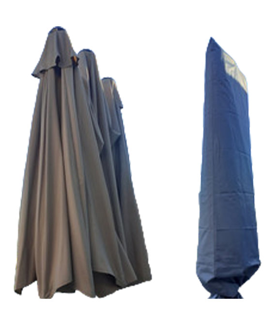 CUHOC Parasolhoes voor Dubbele Parasol-Zilvergrijs-250x55x60 cm-3 Koppige parasolhoes-DIAMOND