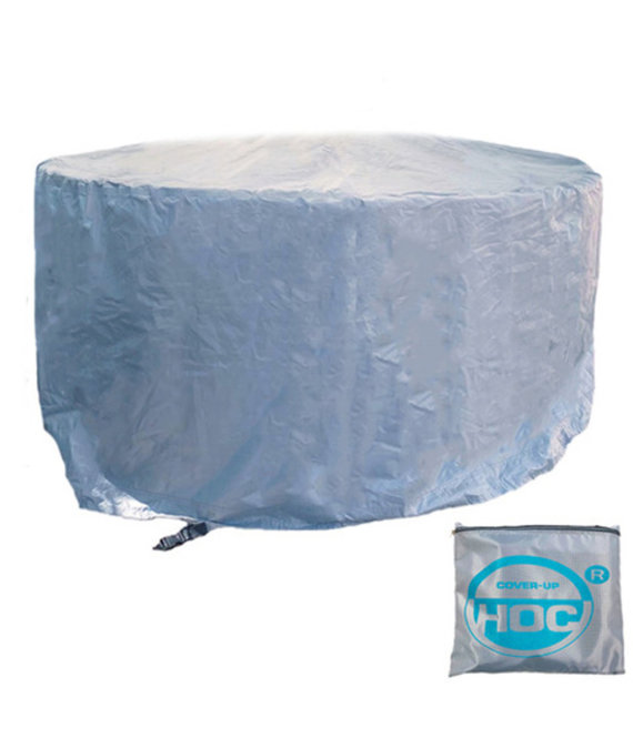 CUHOC COVER UP HOC - Diamond hoes tuinset rond - 180x80 cm ( diameter x hoogte) - tuinmeubel beschermhoes waterdicht met Stormbanden, Trekkoord en Afwaterings HOCCIE - Zilvergrijze hoes voor ronde tuinset