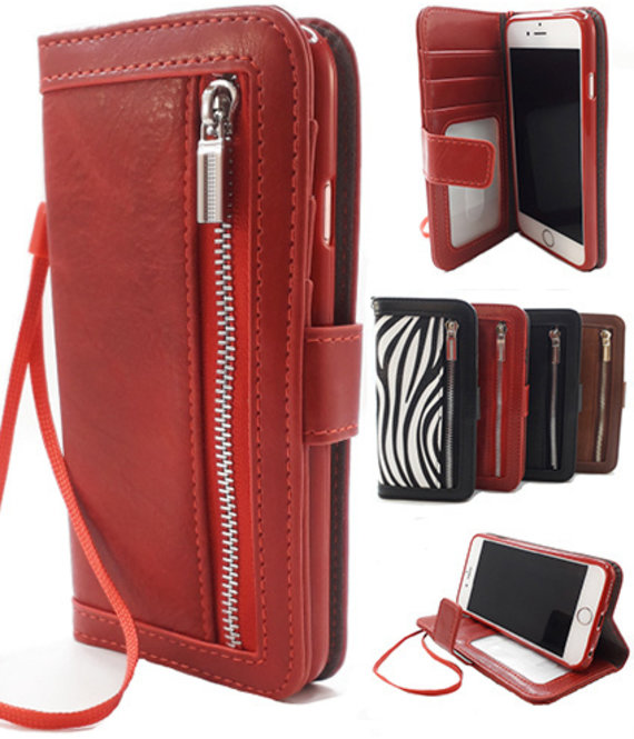 HEM Samsung Galaxy S22 Rode Wallet / Book Case / Boekhoesje/ Telefoonhoesje / Hoesje met pasjesflip en rits voor kleingeld