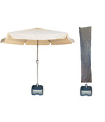 CUHOC Ibiza Beige Parasol + Basic Parasolhoes + Verrijdbare Voet