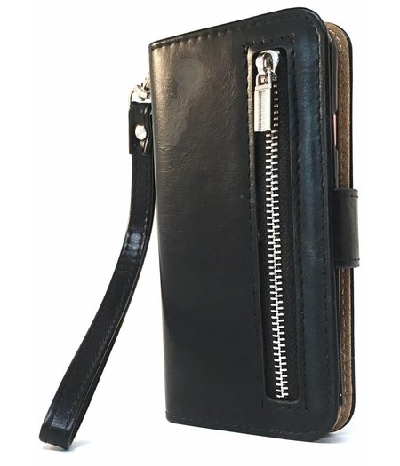 HEM iPhone 14 Plus Zwarte Wallet / Book Case / Boekhoesje/ Telefoonhoesje met aparte pasjesflip en rits voor kleingeld