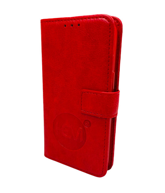 iPhone 14 Pro Max - Burned Red Leren Portemonnee Hoesje - Lederen Wallet Case TPU - Book Case - Flip Cover - Boek - 360º beschermend Telefoonhoesje