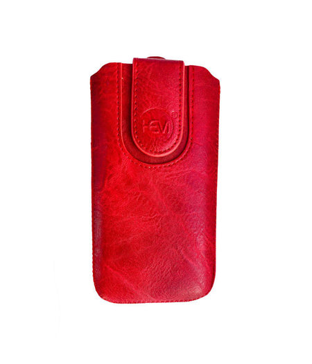 HEM HEM Insteekhoes - Geschikt voor iPhone 14 Pro - Rood - Suede look - Met handig trekkoord en magneetsluiting