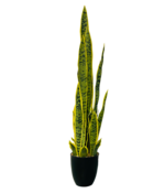 Sansevieria / Vrouwentong Kunstplant 92 cm - groen / geel