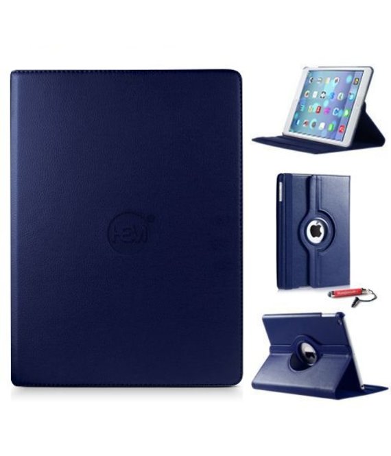 HEM HEM iPad Hoes geschikt voor iPad Mini 1 / iPad Mini 2 / iPad Mini 3 - Donkerblauw - 360 graden draaibaar iPad Hoesje - Inclusief Hoesjesweb Stylus Pen