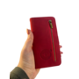 HEM HEM - iPhone 14/15 hoesje Silky Red - iPhone 14/15 rood hoesje met rits - iPhone 14/15 pasjeshoesje in bookcover