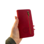 HEM HEM - iPhone 14 Plus hoesje Silky Red - iPhone 14 Plus rood hoesje met rits - iPhone 14 Plus pasjeshoesje in bookcover