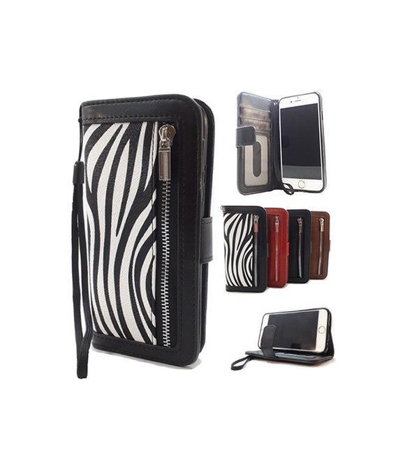 HEM HEM Apple iPhone 13 Mini Zebra print Wallet / Book Case / Boekhoesje/ Telefoonhoesje / Hoesje met pasjesflip en rits voor kleingeld