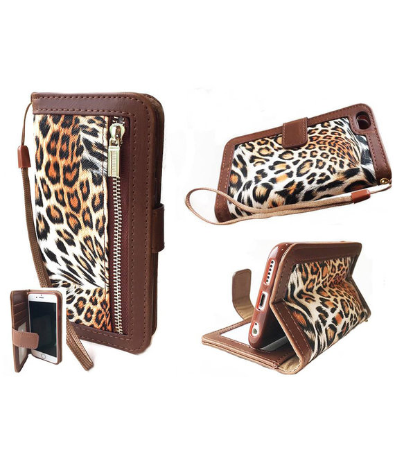 HEM HEM Apple iPhone 6 / 6s Luipaard / Panterprint Hoesje / Wallet / Book Case / Boekhoesje/ Telefoonhoesje met rits en hoesjeswebstylus