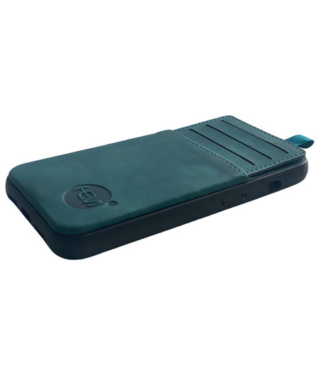 HEM HEM iPhone 14/15 - Luxe Silky Green Back Cover Groen - Telefoonhoesje / Achterkant voor 3 pasjes
