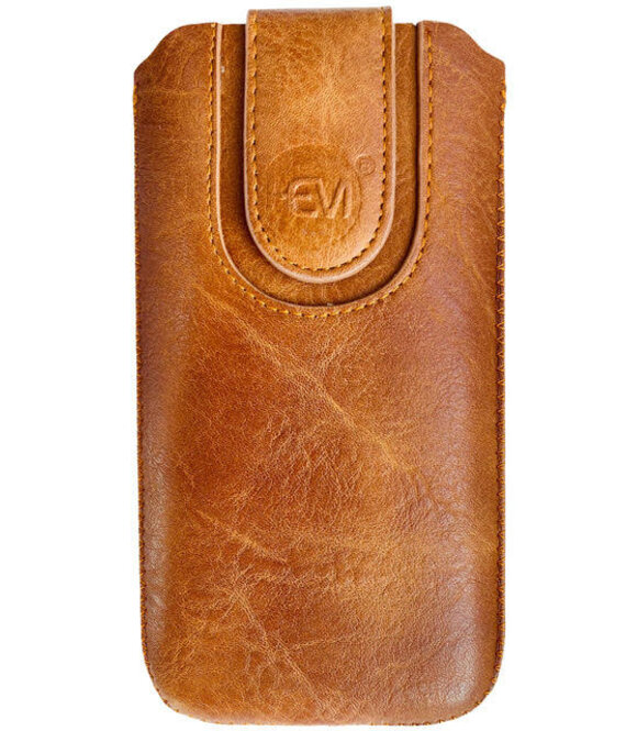 HEM HEM Insteekhoes - Geschikt voor iPhone 5 / 5s / SE (2016) - Bruin - Suede look - Met handig trekkoord en magneetsluiting