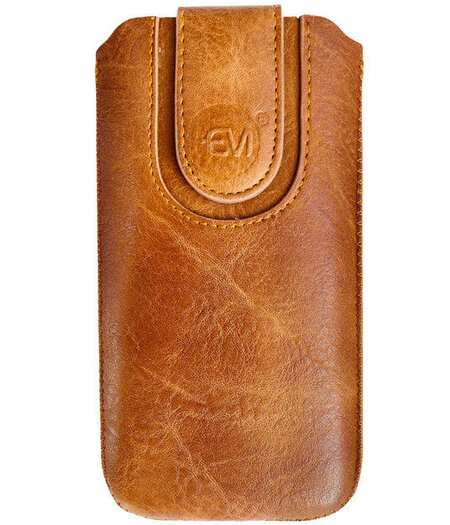 HEM HEM Insteekhoes - Geschikt voor iPhone 6 / 6s - Bruin - Suede look - Met handig trekkoord en magneetsluiting