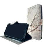HEM Stylish Book Case (geschikt voor 15 Pro Max ) iPhone 15 Pro Max  hoesje met 3 pasjesuitsnedes + fotovakje - Portemonneehoesje - pasjeshouder - Marble Wit/Goud