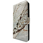 HEM HEM Stylish Book Case (geschikt voor S22 Ultra) Samsung S22 Ultra hoesje met 3 pasjesuitsnedes + fotovakje - Portemonneehoesje - pasjeshouder - Marble Wit/Goud