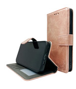 HEM Stylish Book Case (geschikt voor S23) Samsung S23 hoesje met 3 pasjesuitsnedes + fotovakje - Portemonneehoesje - pasjeshouder - Rose Gold