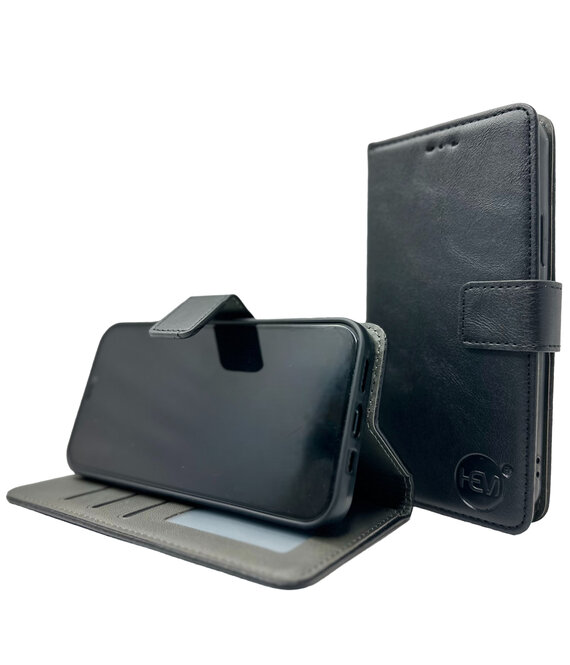 HEM HEM Stylish Book Case (geschikt voor S22 Plus) Samsung S22 Plus hoesje met 3 pasjesuitsnedes + fotovakje - Portemonneehoesje - pasjeshouder - Zwart