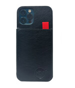 HEM Luxe Lederen Back Cover - Geschikt voor iPhone 13 Mini - Zwart - Telefoonhoesje / Achterkant voor 3 pasjes